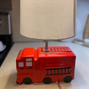 Target Discontinued Pillowfort Fire Truck Red Lamp Ceramic With Shade Light